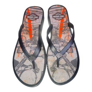 Harley-Davidson Women's Wedge Black Flip Flops Thong Sandals 9